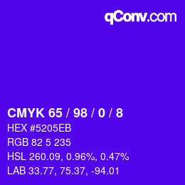 カラーコード: CMYK 65 / 98 / 0 / 8 | qconv.com