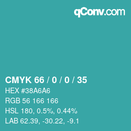 Color code: CMYK 66 / 0 / 0 / 35 | qconv.com