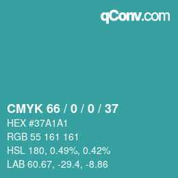 カラーコード: CMYK 66 / 0 / 0 / 37 | qconv.com