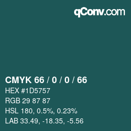 Color code: CMYK 66 / 0 / 0 / 66 | qconv.com