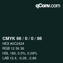 颜色代码: CMYK 66 / 0 / 0 / 86 | qconv.com