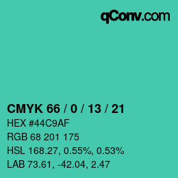 Color code: CMYK 66 / 0 / 13 / 21 | qconv.com