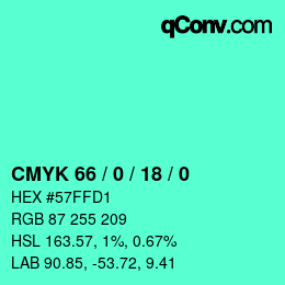 Color code: CMYK 66 / 0 / 18 / 0 | qconv.com