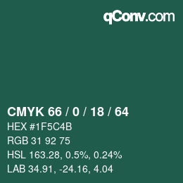 Color code: CMYK 66 / 0 / 18 / 64 | qconv.com