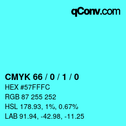 カラーコード: CMYK 66 / 0 / 1 / 0 | qconv.com