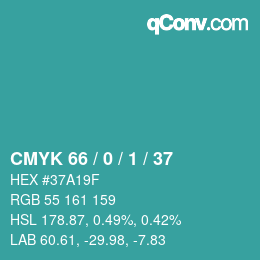カラーコード: CMYK 66 / 0 / 1 / 37 | qconv.com