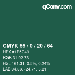 Color code: CMYK 66 / 0 / 20 / 64 | qconv.com