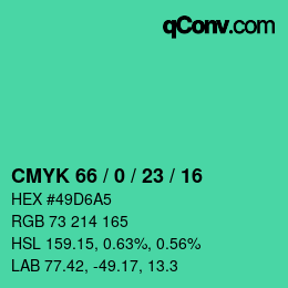 Color code: CMYK 66 / 0 / 23 / 16 | qconv.com