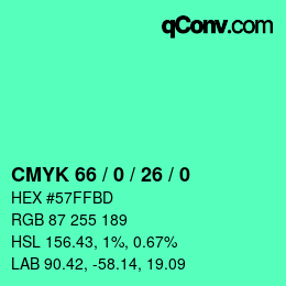 Color code: CMYK 66 / 0 / 26 / 0 | qconv.com