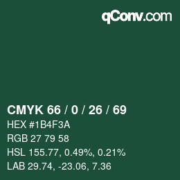 Color code: CMYK 66 / 0 / 26 / 69 | qconv.com