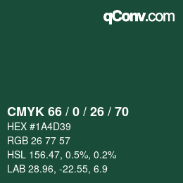 Color code: CMYK 66 / 0 / 26 / 70 | qconv.com