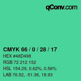 Farbcode: CMYK 66 / 0 / 28 / 17 | qconv.com