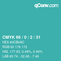 Farbcode: CMYK 66 / 0 / 2 / 31 | qconv.com