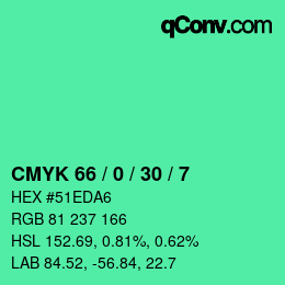 Color code: CMYK 66 / 0 / 30 / 7 | qconv.com