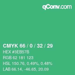 Farbcode: CMYK 66 / 0 / 32 / 29 | qconv.com