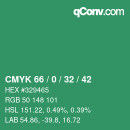 Color code: CMYK 66 / 0 / 32 / 42 | qconv.com