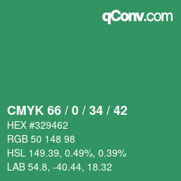 Farbcode: CMYK 66 / 0 / 34 / 42 | qconv.com