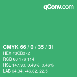 Color code: CMYK 66 / 0 / 35 / 31 | qconv.com