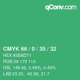 Color code: CMYK 66 / 0 / 35 / 32 | qconv.com