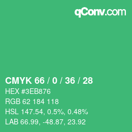 Color code: CMYK 66 / 0 / 36 / 28 | qconv.com