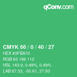 Color code: CMYK 66 / 0 / 40 / 27 | qconv.com