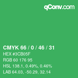 Color code: CMYK 66 / 0 / 46 / 31 | qconv.com