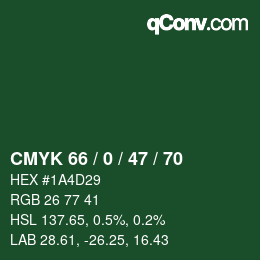 Farbcode: CMYK 66 / 0 / 47 / 70 | qconv.com