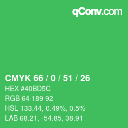 Farbcode: CMYK 66 / 0 / 51 / 26 | qconv.com