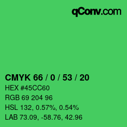 Farbcode: CMYK 66 / 0 / 53 / 20 | qconv.com