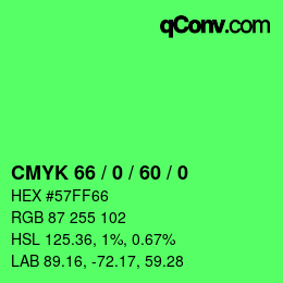 Color code: CMYK 66 / 0 / 60 / 0 | qconv.com