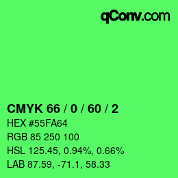 颜色代码: CMYK 66 / 0 / 60 / 2 | qconv.com