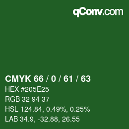 Código de color: CMYK 66 / 0 / 61 / 63 | qconv.com