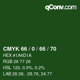颜色代码: CMYK 66 / 0 / 66 / 70 | qconv.com
