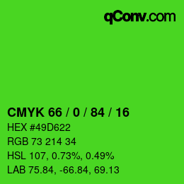 Color code: CMYK 66 / 0 / 84 / 16 | qconv.com