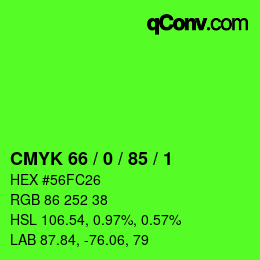 Color code: CMYK 66 / 0 / 85 / 1 | qconv.com