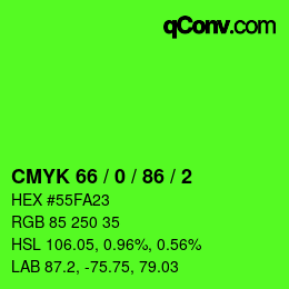 Color code: CMYK 66 / 0 / 86 / 2 | qconv.com