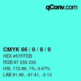 Color code: CMYK 66 / 0 / 8 / 0 | qconv.com