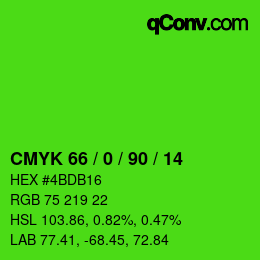 Farbcode: CMYK 66 / 0 / 90 / 14 | qconv.com