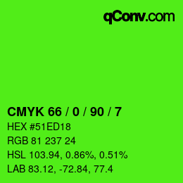 カラーコード: CMYK 66 / 0 / 90 / 7 | qconv.com