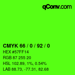 颜色代码: CMYK 66 / 0 / 92 / 0 | qconv.com