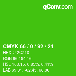 Color code: CMYK 66 / 0 / 92 / 24 | qconv.com