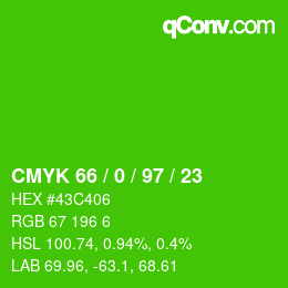 Color code: CMYK 66 / 0 / 97 / 23 | qconv.com