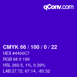 Código de color: CMYK 66 / 100 / 0 / 22 | qconv.com