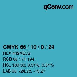 Farbcode: CMYK 66 / 10 / 0 / 24 | qconv.com