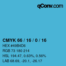 Color code: CMYK 66 / 16 / 0 / 16 | qconv.com