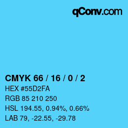 Farbcode: CMYK 66 / 16 / 0 / 2 | qconv.com