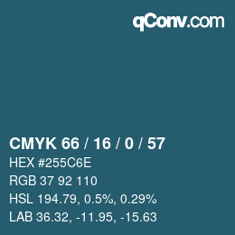 カラーコード: CMYK 66 / 16 / 0 / 57 | qconv.com