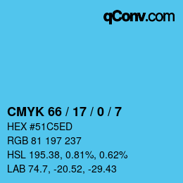 Código de color: CMYK 66 / 17 / 0 / 7 | qconv.com