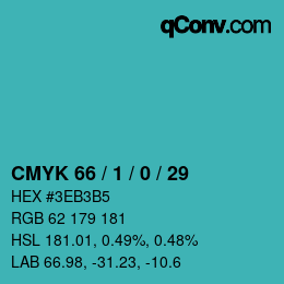 カラーコード: CMYK 66 / 1 / 0 / 29 | qconv.com