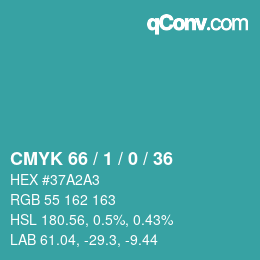 カラーコード: CMYK 66 / 1 / 0 / 36 | qconv.com